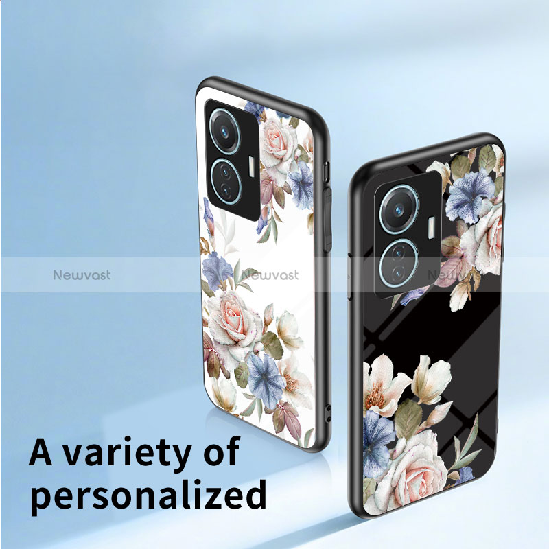 Silicone Frame Flowers Mirror Case Cover for Vivo T1 4G