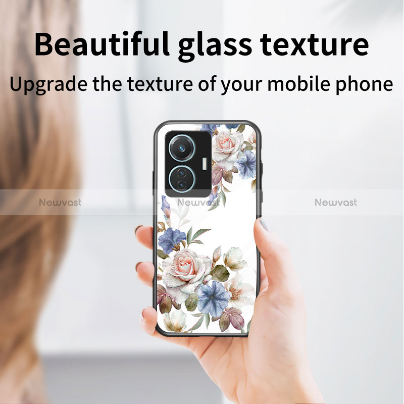 Silicone Frame Flowers Mirror Case Cover for Vivo T1 4G