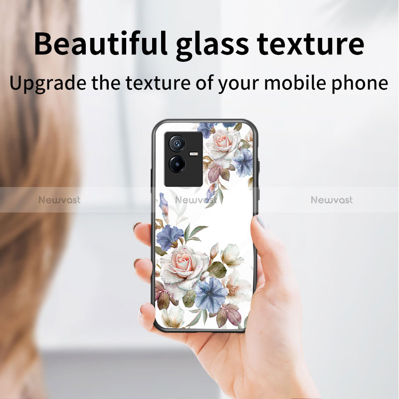 Silicone Frame Flowers Mirror Case Cover for Vivo T2x 5G