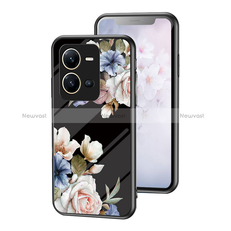 Silicone Frame Flowers Mirror Case Cover for Vivo V25e