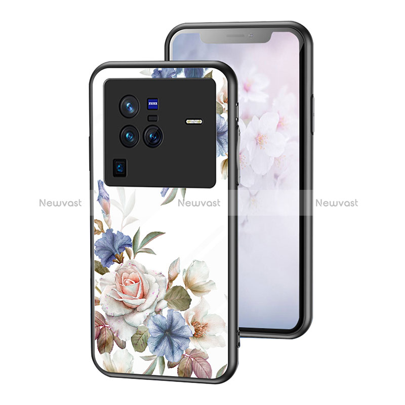 Silicone Frame Flowers Mirror Case Cover for Vivo X80 Pro 5G