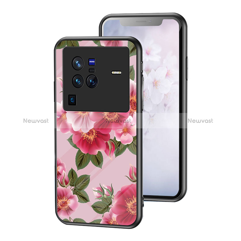 Silicone Frame Flowers Mirror Case Cover for Vivo X80 Pro 5G