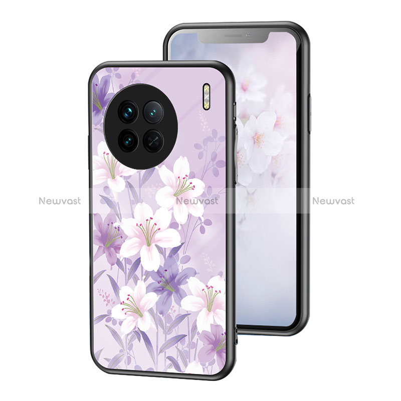 Silicone Frame Flowers Mirror Case Cover for Vivo X90 5G