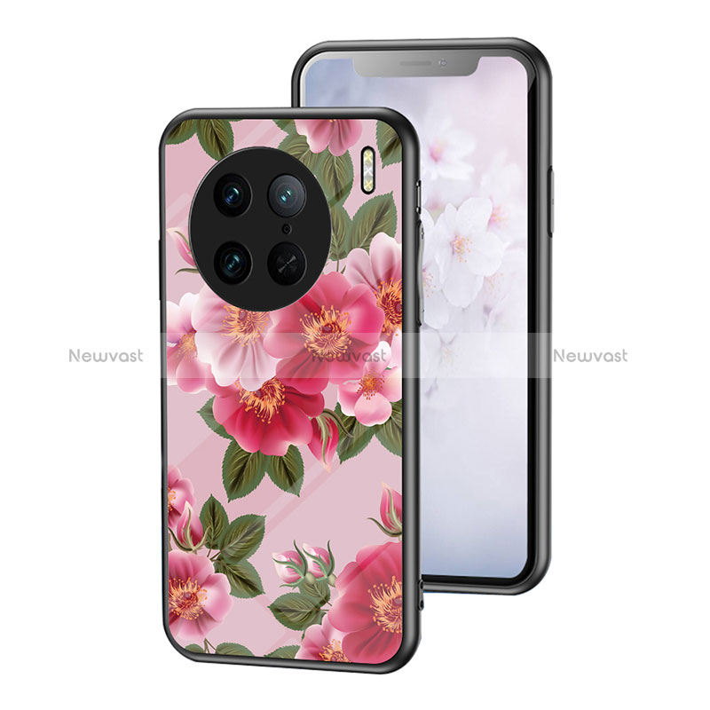 Silicone Frame Flowers Mirror Case Cover for Vivo X90 Pro 5G