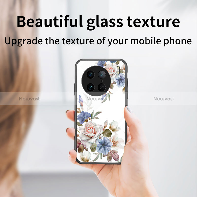 Silicone Frame Flowers Mirror Case Cover for Vivo X90 Pro 5G