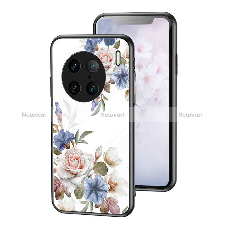 Silicone Frame Flowers Mirror Case Cover for Vivo X90 Pro+ Plus 5G White