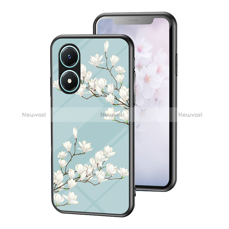 Silicone Frame Flowers Mirror Case Cover for Vivo Y02S