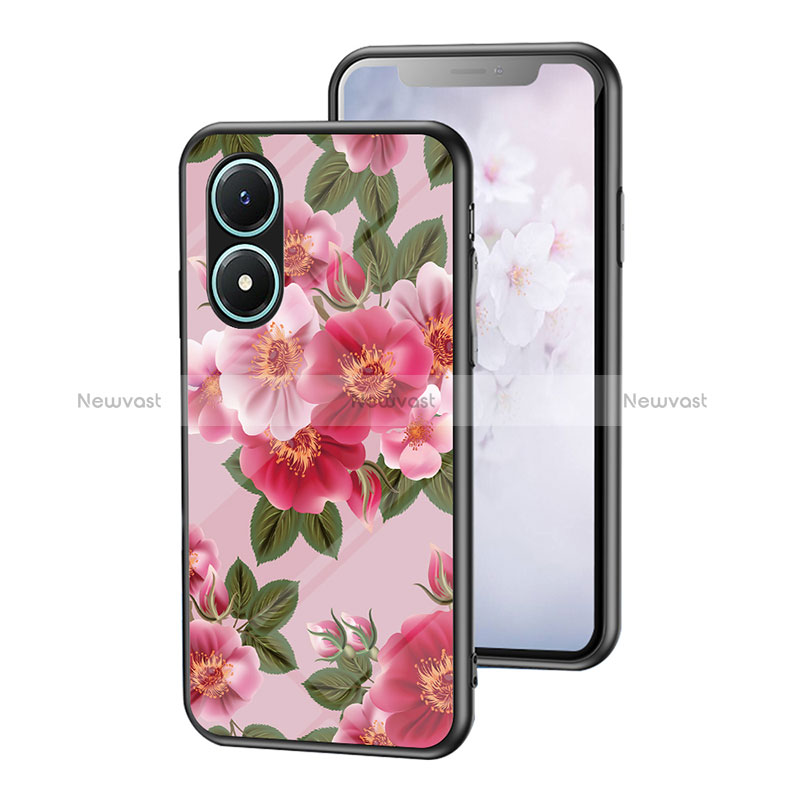 Silicone Frame Flowers Mirror Case Cover for Vivo Y02S