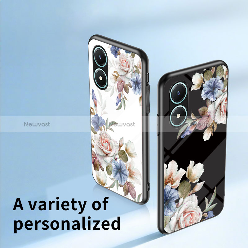 Silicone Frame Flowers Mirror Case Cover for Vivo Y02S