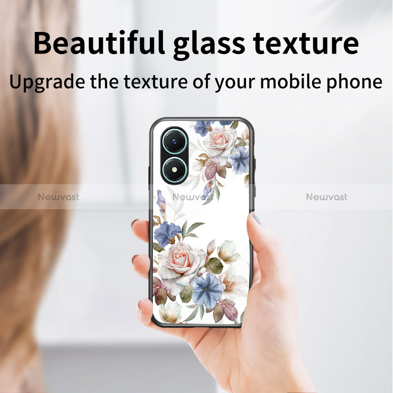 Silicone Frame Flowers Mirror Case Cover for Vivo Y02S