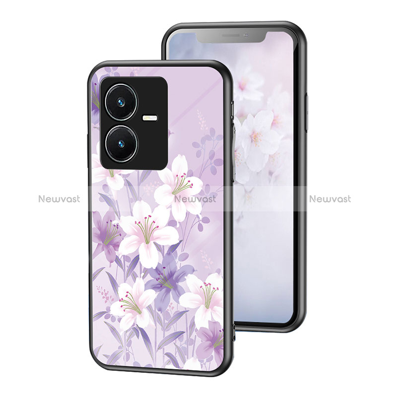 Silicone Frame Flowers Mirror Case Cover for Vivo Y22