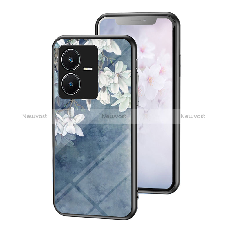 Silicone Frame Flowers Mirror Case Cover for Vivo Y22