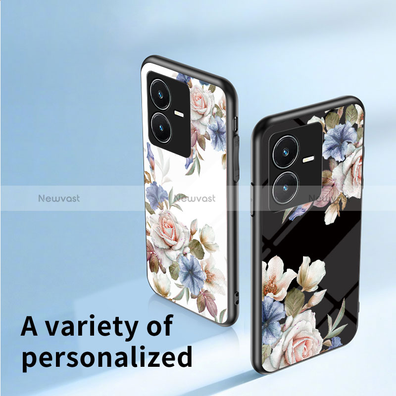 Silicone Frame Flowers Mirror Case Cover for Vivo Y22s