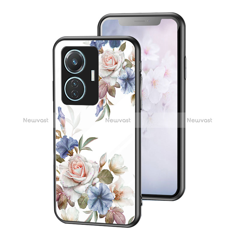 Silicone Frame Flowers Mirror Case Cover for Vivo Y55 4G