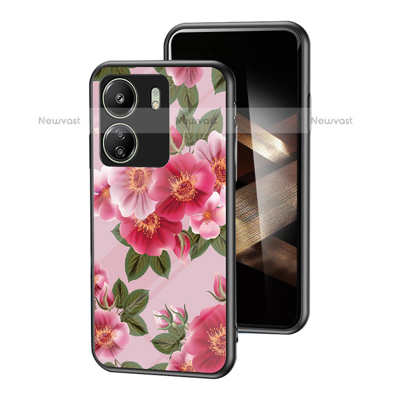 Silicone Frame Flowers Mirror Case Cover for Xiaomi Poco C65