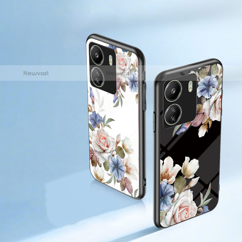 Silicone Frame Flowers Mirror Case Cover for Xiaomi Redmi 13C