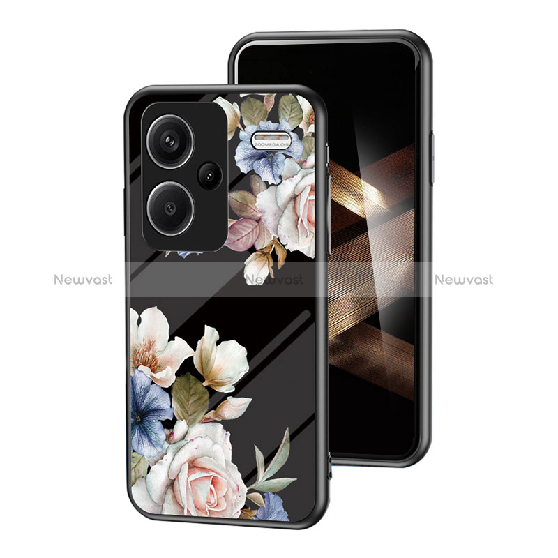 Silicone Frame Flowers Mirror Case Cover for Xiaomi Redmi Note 13 Pro+ Plus 5G Black