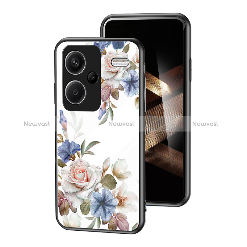 Silicone Frame Flowers Mirror Case Cover for Xiaomi Redmi Note 13 Pro+ Plus 5G White