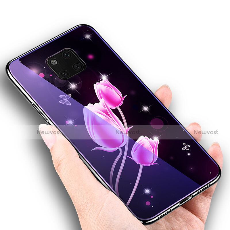 Silicone Frame Flowers Mirror Case Cover K01 for Huawei Mate 20 Pro