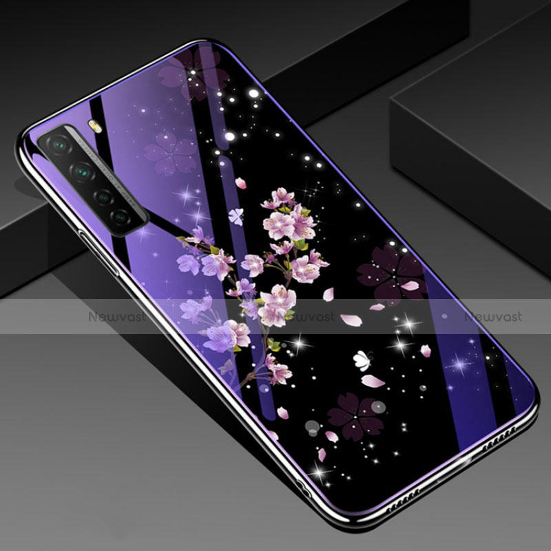 Silicone Frame Flowers Mirror Case Cover K01 for Huawei Nova 7 SE 5G