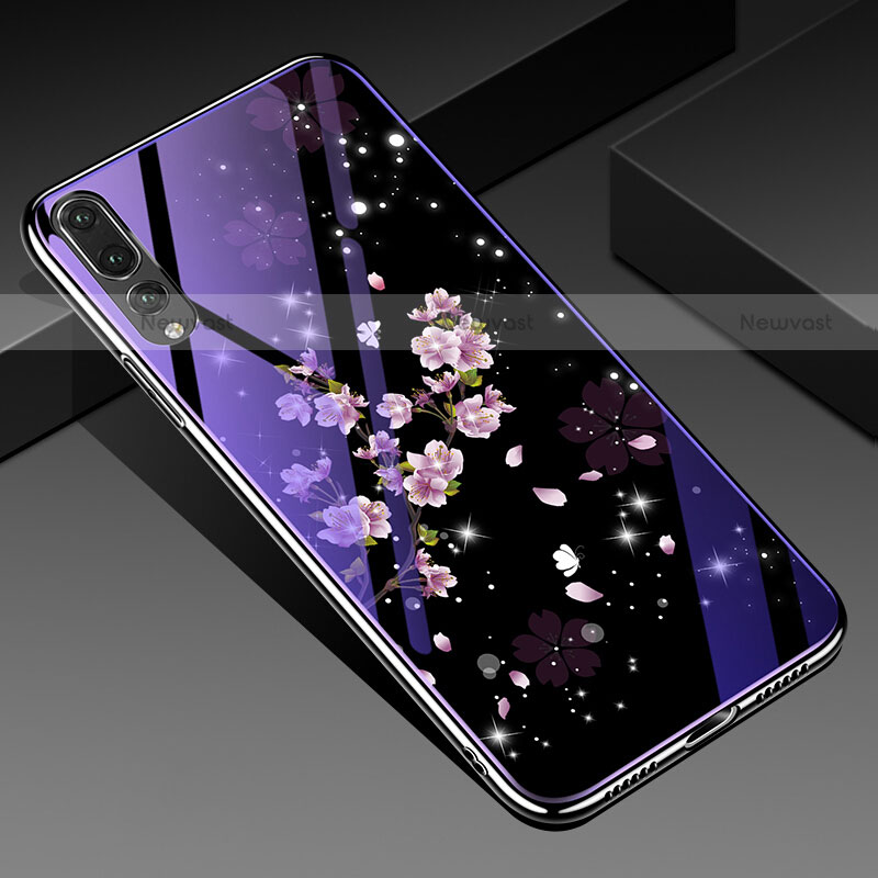 Silicone Frame Flowers Mirror Case Cover K01 for Huawei P20 Pro Mixed