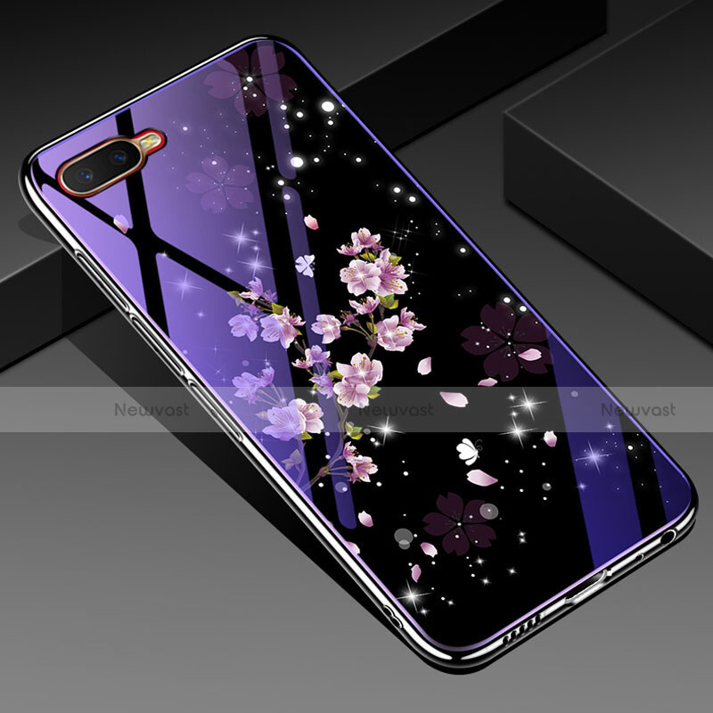 Silicone Frame Flowers Mirror Case Cover M04 for Oppo RX17 Neo Mixed