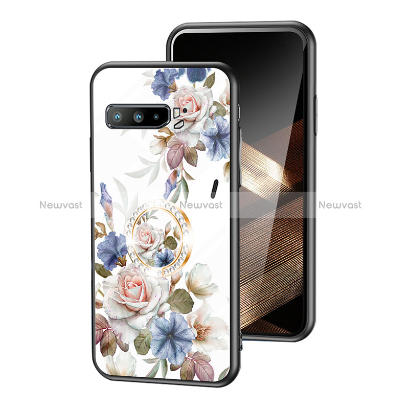 Silicone Frame Flowers Mirror Case Cover S01 for Asus ROG Phone 3 Strix ZS661KS