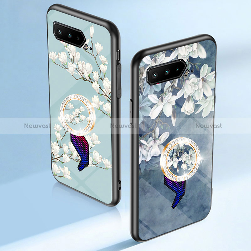 Silicone Frame Flowers Mirror Case Cover S01 for Asus ROG Phone 5 Pro