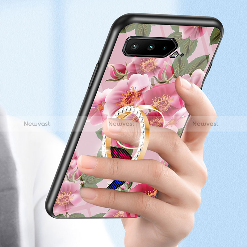 Silicone Frame Flowers Mirror Case Cover S01 for Asus ROG Phone 5 Pro