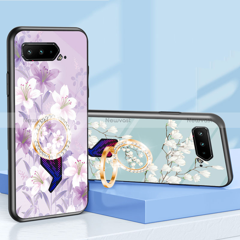 Silicone Frame Flowers Mirror Case Cover S01 for Asus ROG Phone 5s
