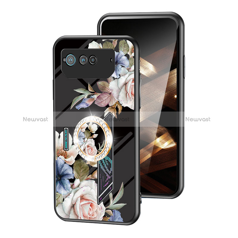 Silicone Frame Flowers Mirror Case Cover S01 for Asus ROG Phone 6