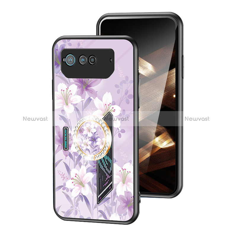 Silicone Frame Flowers Mirror Case Cover S01 for Asus ROG Phone 6