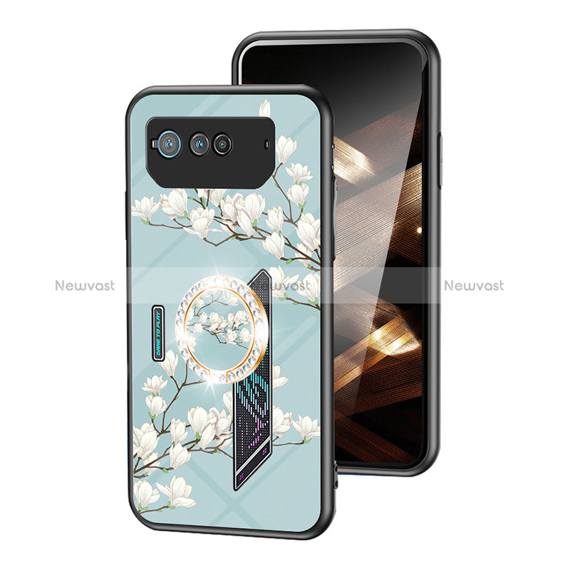 Silicone Frame Flowers Mirror Case Cover S01 for Asus ROG Phone 6