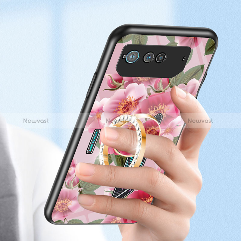 Silicone Frame Flowers Mirror Case Cover S01 for Asus ROG Phone 6