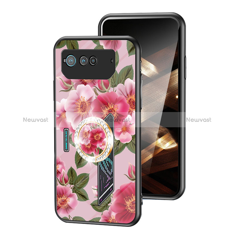 Silicone Frame Flowers Mirror Case Cover S01 for Asus ROG Phone 6 Pro