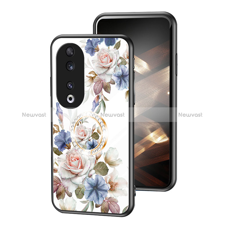 Silicone Frame Flowers Mirror Case Cover S01 for Huawei Honor 90 5G