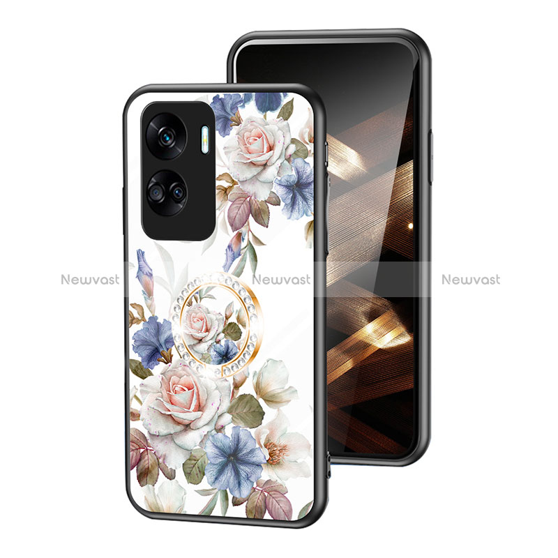 Silicone Frame Flowers Mirror Case Cover S01 for Huawei Honor 90 Lite 5G