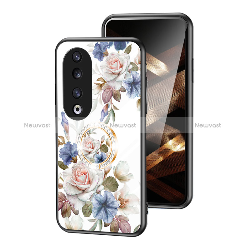 Silicone Frame Flowers Mirror Case Cover S01 for Huawei Honor 90 Pro 5G