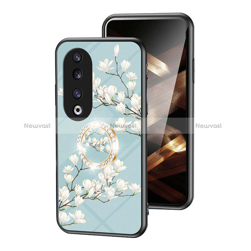 Silicone Frame Flowers Mirror Case Cover S01 for Huawei Honor 90 Pro 5G