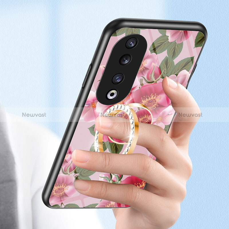 Silicone Frame Flowers Mirror Case Cover S01 for Huawei Honor 90 Pro 5G