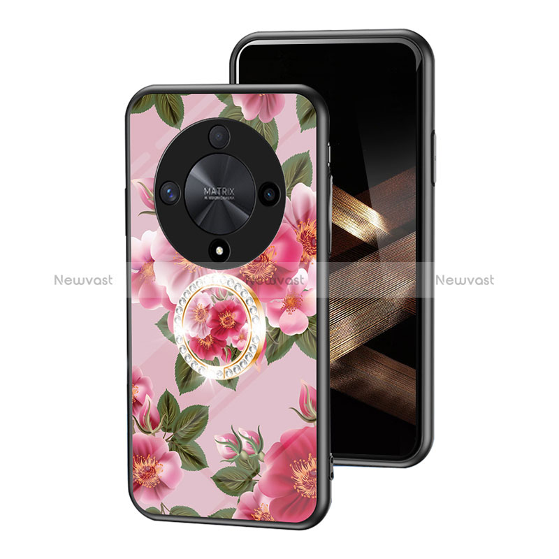 Silicone Frame Flowers Mirror Case Cover S01 for Huawei Honor Magic6 Lite 5G