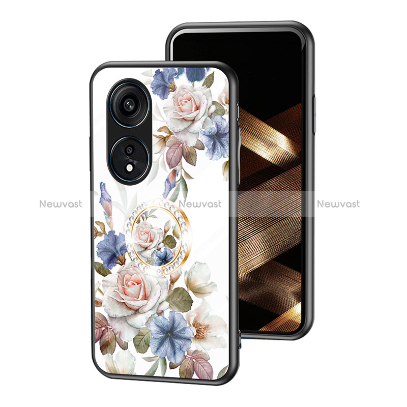 Silicone Frame Flowers Mirror Case Cover S01 for Huawei Honor X5 Plus White