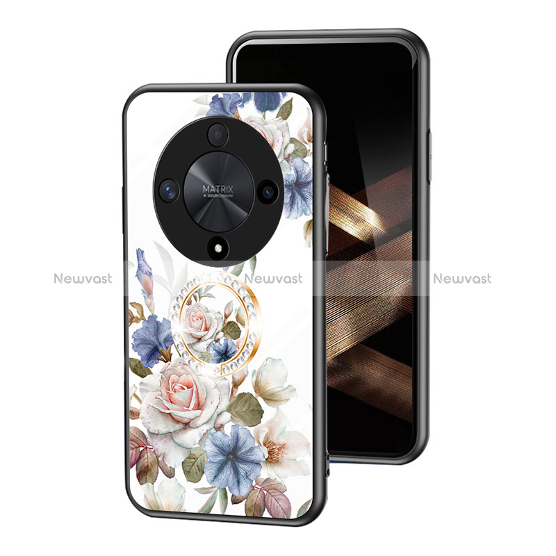 Silicone Frame Flowers Mirror Case Cover S01 for Huawei Honor X9b 5G