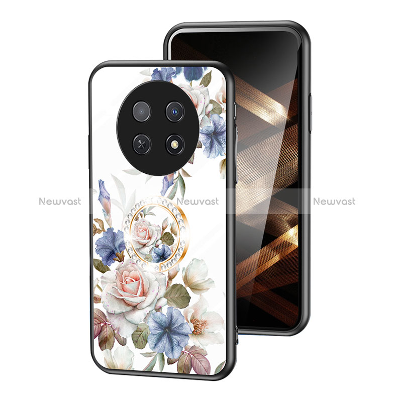 Silicone Frame Flowers Mirror Case Cover S01 for Huawei Nova Y91 White