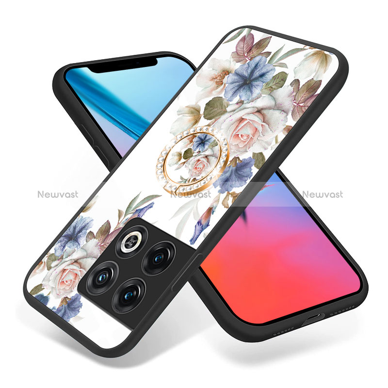 Silicone Frame Flowers Mirror Case Cover S01 for OnePlus 10 Pro 5G