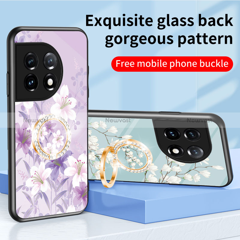 Silicone Frame Flowers Mirror Case Cover S01 for OnePlus 11 5G