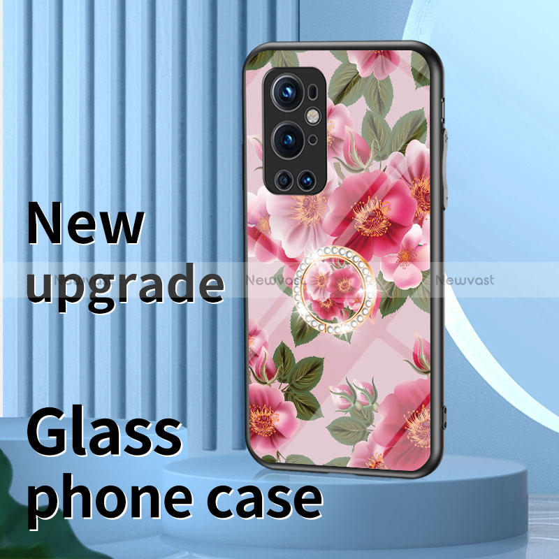 Silicone Frame Flowers Mirror Case Cover S01 for OnePlus 9 Pro 5G