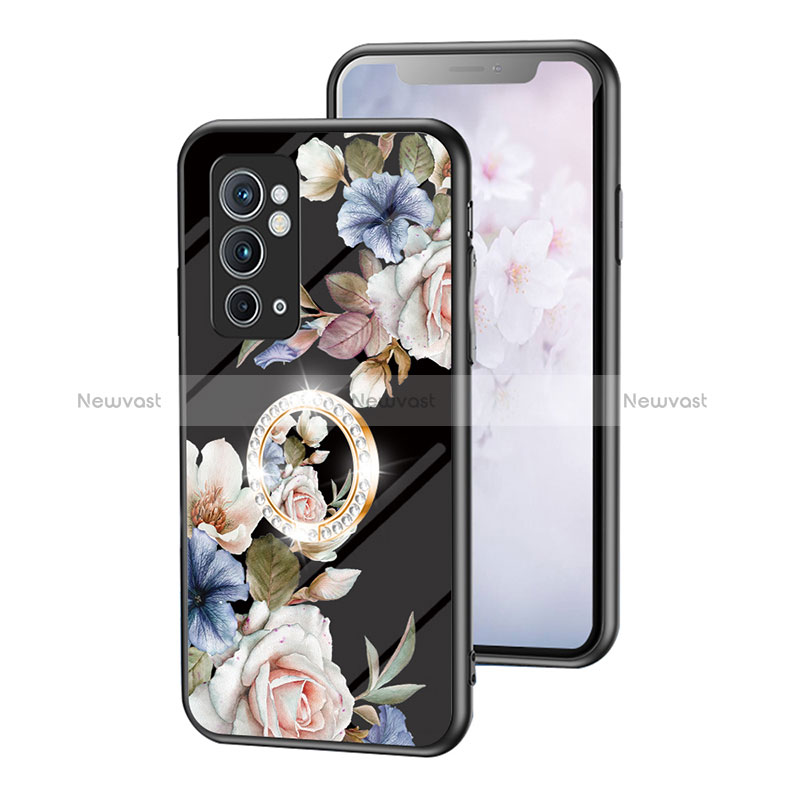 Silicone Frame Flowers Mirror Case Cover S01 for OnePlus 9RT 5G