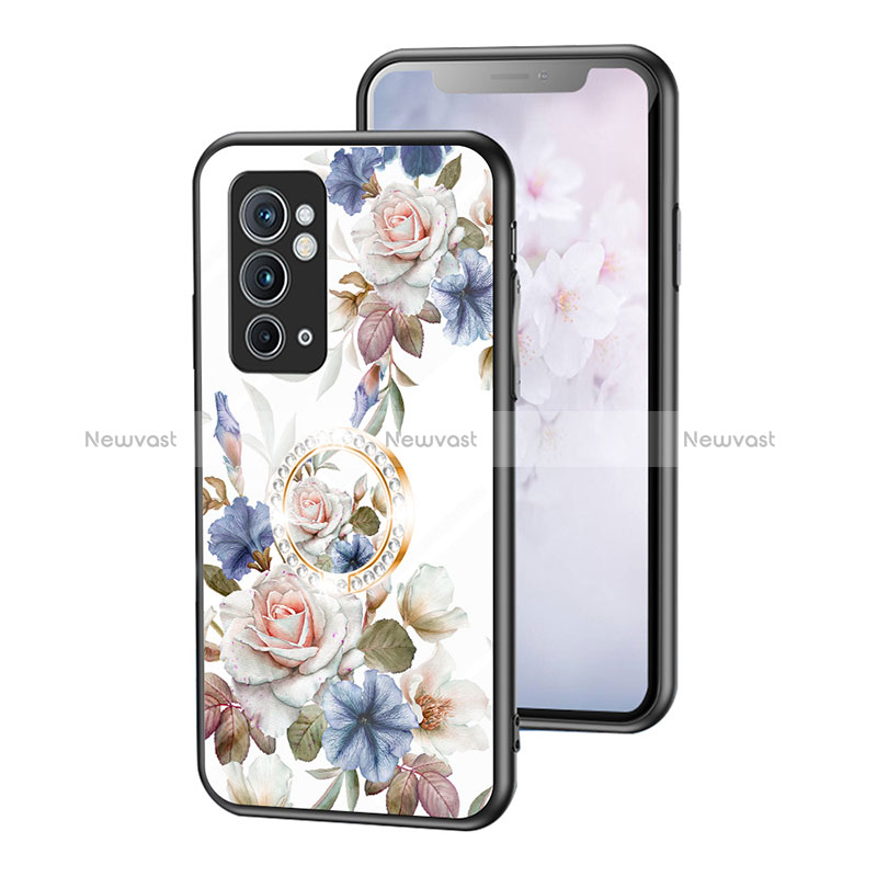 Silicone Frame Flowers Mirror Case Cover S01 for OnePlus 9RT 5G