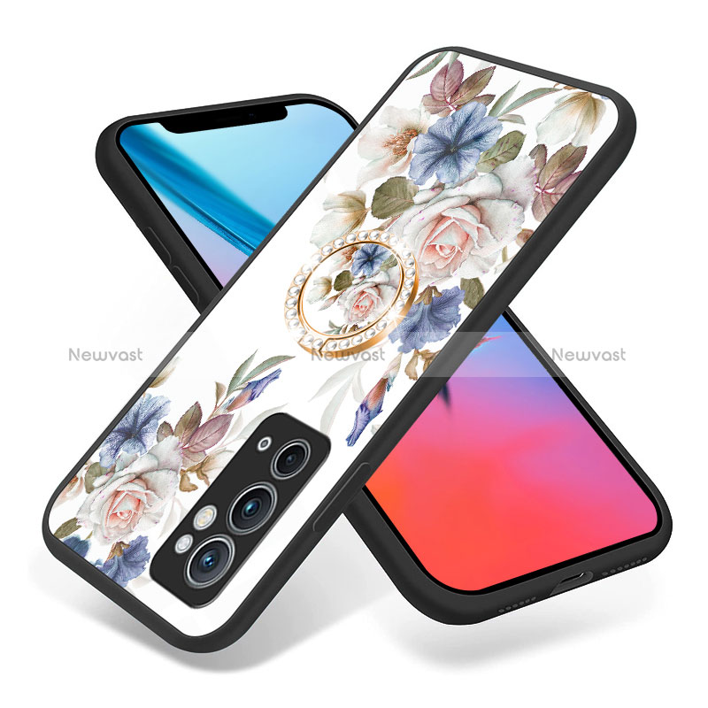 Silicone Frame Flowers Mirror Case Cover S01 for OnePlus 9RT 5G